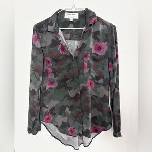 Cloth & Stone Anthropologie Camouflage & Floral Blouse XS
